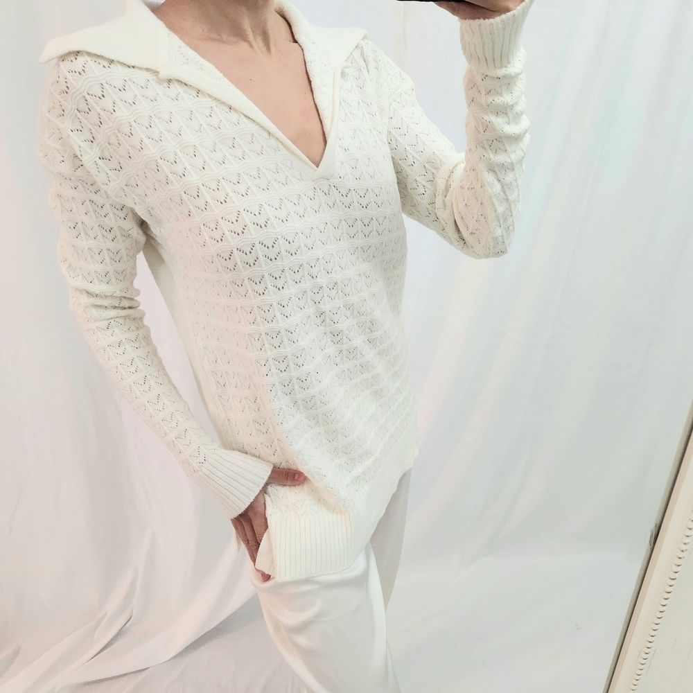 Topshop White V-Neck Sweater